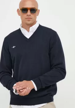 Gant pulover de bumbac culoarea albastru marin, light imagine