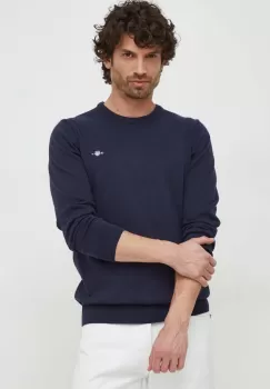 Gant pulover de bumbac culoarea albastru marin, light imagine