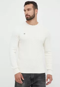 Gant pulover de bumbac culoarea bej, light imagine