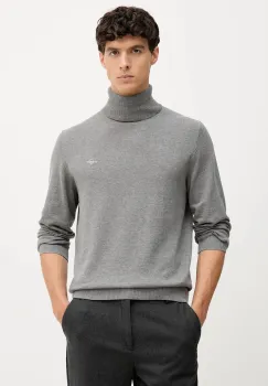 Gant pulover de bumbac culoarea gri, light, cu guler, 8030563 imagine