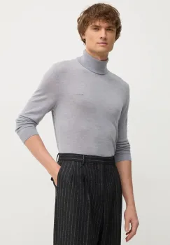 Gant pulover de lana barbati, culoarea gri, light, cu guler, 8050207 imagine