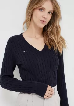 Gant pulover femei, culoarea albastru marin, light imagine