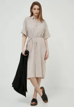 Gant rochie din in culoarea bej, mini, oversize imagine