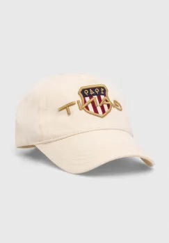 Gant sapca de baseball din bumbac culoarea bej, cu imprimeu imagine