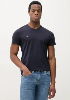Gant tricou din bumbac barbati, culoarea albastru marin, neted imagine