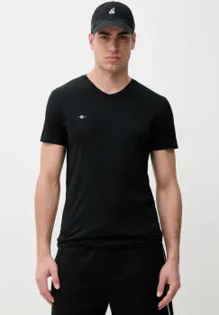 Gant tricou din bumbac barbati, culoarea negru, neted imagine