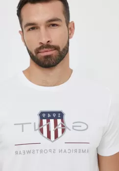 Gant tricou din bumbac culoarea alb, cu imprimeu imagine