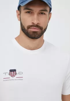 Gant tricou din bumbac culoarea alb, cu imprimeu imagine