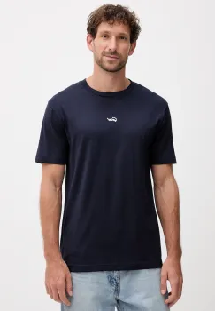 Gant tricou din bumbac culoarea albastru marin, cu imprimeu, 2003343 imagine