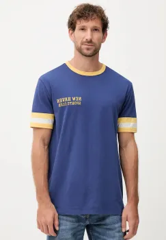 Gant tricou din bumbac culoarea albastru marin, cu imprimeu, 2003344 imagine