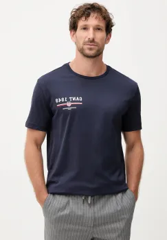 Gant tricou din bumbac culoarea albastru marin, cu imprimeu, 2067044 imagine