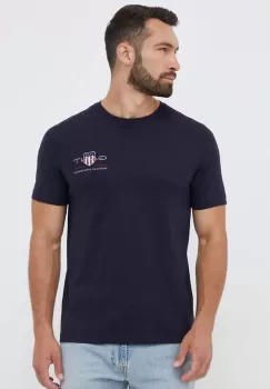 Gant tricou din bumbac culoarea albastru marin, cu imprimeu imagine