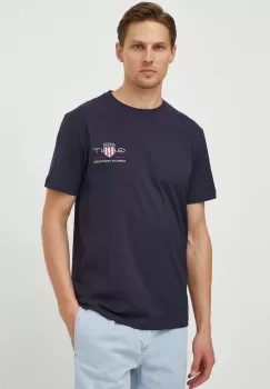 Gant tricou din bumbac culoarea albastru marin, cu imprimeu imagine
