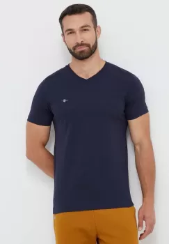 Gant tricou din bumbac culoarea albastru marin, neted imagine