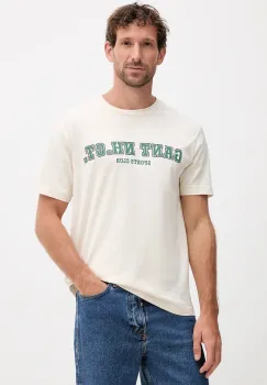 Gant tricou din bumbac culoarea bej, cu imprimeu, 2003345 imagine