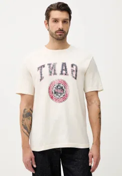 Gant tricou din bumbac culoarea bej, cu imprimeu, 2003353 imagine