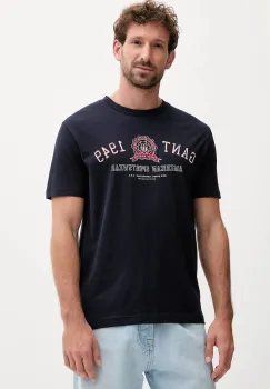 Gant tricou din bumbac culoarea bleumarin, cu imprimeu, 2003353 imagine