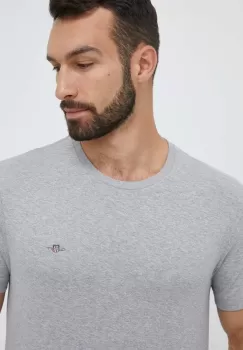 Gant tricou din bumbac culoarea gri, neted imagine