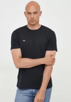 Gant tricou din bumbac culoarea negru, neted imagine