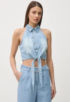 Gaudi bluza subtire de blugi femei, neted, 511BD46003 imagine