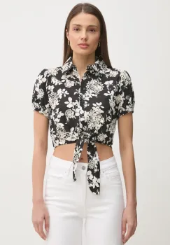 Gaudi camasa din bumbac femei, culoarea negru, cu guler clasic, regular, 511BD45020 imagine