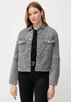 Gaudi geaca jeans culoarea gri, de tranzitie, oversize, 521BD36003 imagine