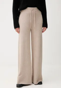 Gaudi pantaloni culoarea bej, lat, high waist, 521FD23002 imagine