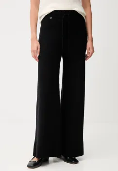 Gaudi pantaloni culoarea negru, lat, high waist, 521FD23002 imagine