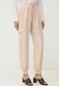 Gaudi pantaloni femei, culoarea bej, high waist, 511BD25010 imagine