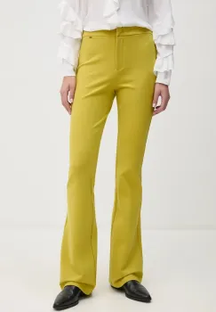 Gaudi pantaloni femei, culoarea galben, evazati, high waist, 421FD24004 imagine