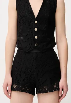 Gaudi pantaloni scurti femei, culoarea negru, cu imprimeu, high waist, 511FD25002 imagine