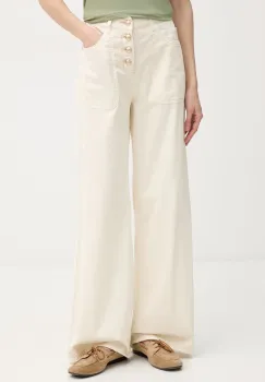 Gaudi pantaloni wide leg pentru femei, din bumbac imagine
