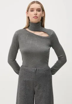 Gaudi pulover femei, culoarea gri, cu guler, 421BD53013 imagine