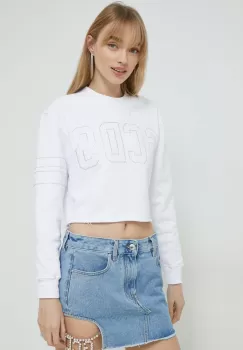 GCDS hanorac de bumbac femei, culoarea alb, cu imprimeu imagine