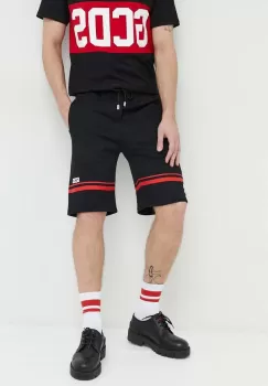 GCDS pantaloni scurti din bumbac barbati, culoarea negru imagine