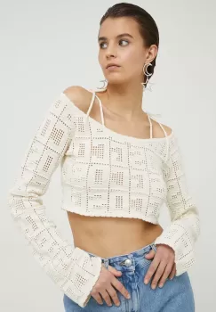 GCDS pulover femei, culoarea bej, light imagine