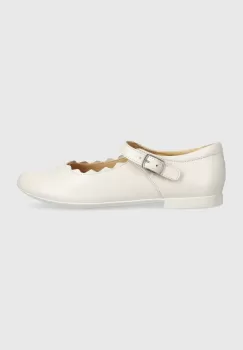 Geox balerini din piele pentru copii JR PLIE culoarea alb imagine