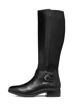 Geox cizme D FELICITY femei, culoarea negru, cu toc plat, D46G1C 043NH C9999 imagine