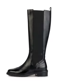 Geox cizme D WALK PLEASURE H femei, culoarea negru, cu toc plat, D36TGH 04948 C9999 imagine