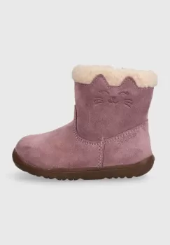Geox cizme de iarna pentru copii din piele intoarsa culoarea violet imagine
