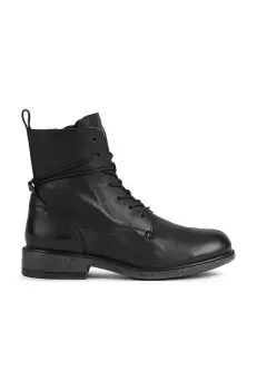 Geox cizme de piele Catria femei, culoarea negru, cu toc plat imagine