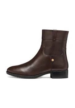 Geox cizme de piele D FELICITY culoarea bordo, cu toc plat, D56G1A 00043 C6006 imagine