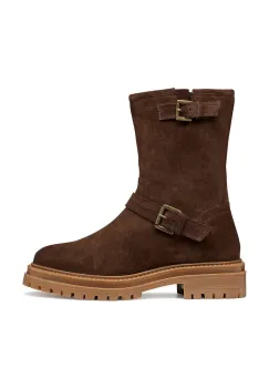 Geox cizme de piele D IRIDEA culoarea maro, cu toc plat, D56HRD 00022 C6006 imagine