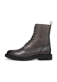 Geox cizme de piele D SERILDA culoarea gri, cu toc plat, D46WYG 00043 C6029 imagine