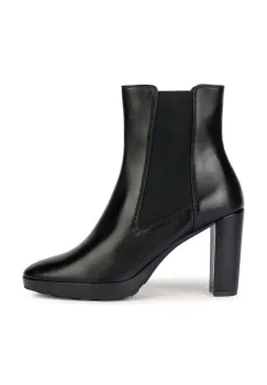 Geox cizme de piele D WALK PLEASURE 85 femei, culoarea negru, cu toc drept, D35TFC 00043 C9999 imagine