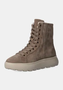 Geox cizme din piele intoarsa D SPHERICA EC4.1 femei, culoarea bej, cu toc plat, izolat, D36TCD 00020 C6029 imagine