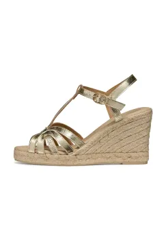 Geox espadrile de piele D GELSA culoarea auriu, toc pana, D55TPA 000CF C2012 imagine