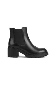 Geox Ghete Chelsea de piele femei, culoarea negru, cu toc drept imagine