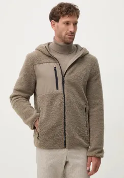 Geox hanorac fleece culoarea verde, cu gluga, neted, M4675H-T3171-F5259 imagine