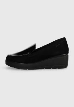 Geox mocasini D ILDE B femei, culoarea negru, toc pana, D36RAB022HHC9999 imagine